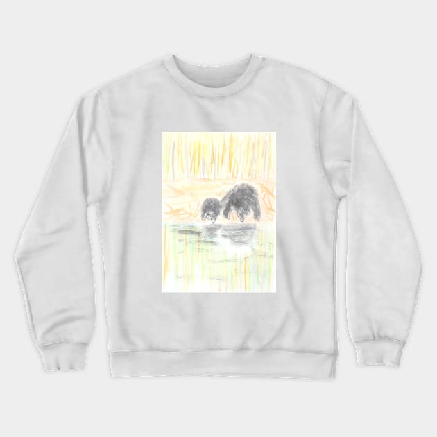 bear cub, bear, baby, child, children, motherhood, animal, wildlife, nature, watercolor, art, hand drawn, illustration, decoration, sketch Crewneck Sweatshirt by grafinya